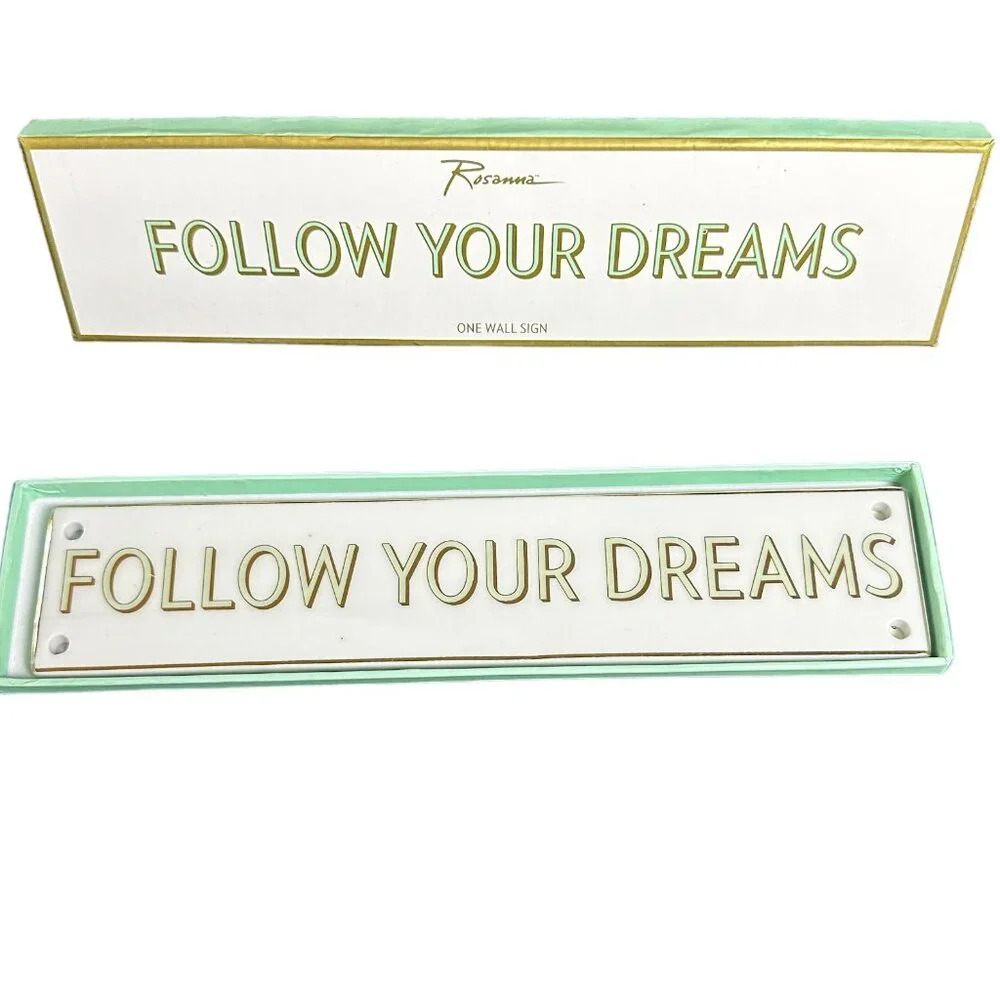NIB "Follow Your Dreams" Porcelain/Ceramic Wall Sign in Gift Box